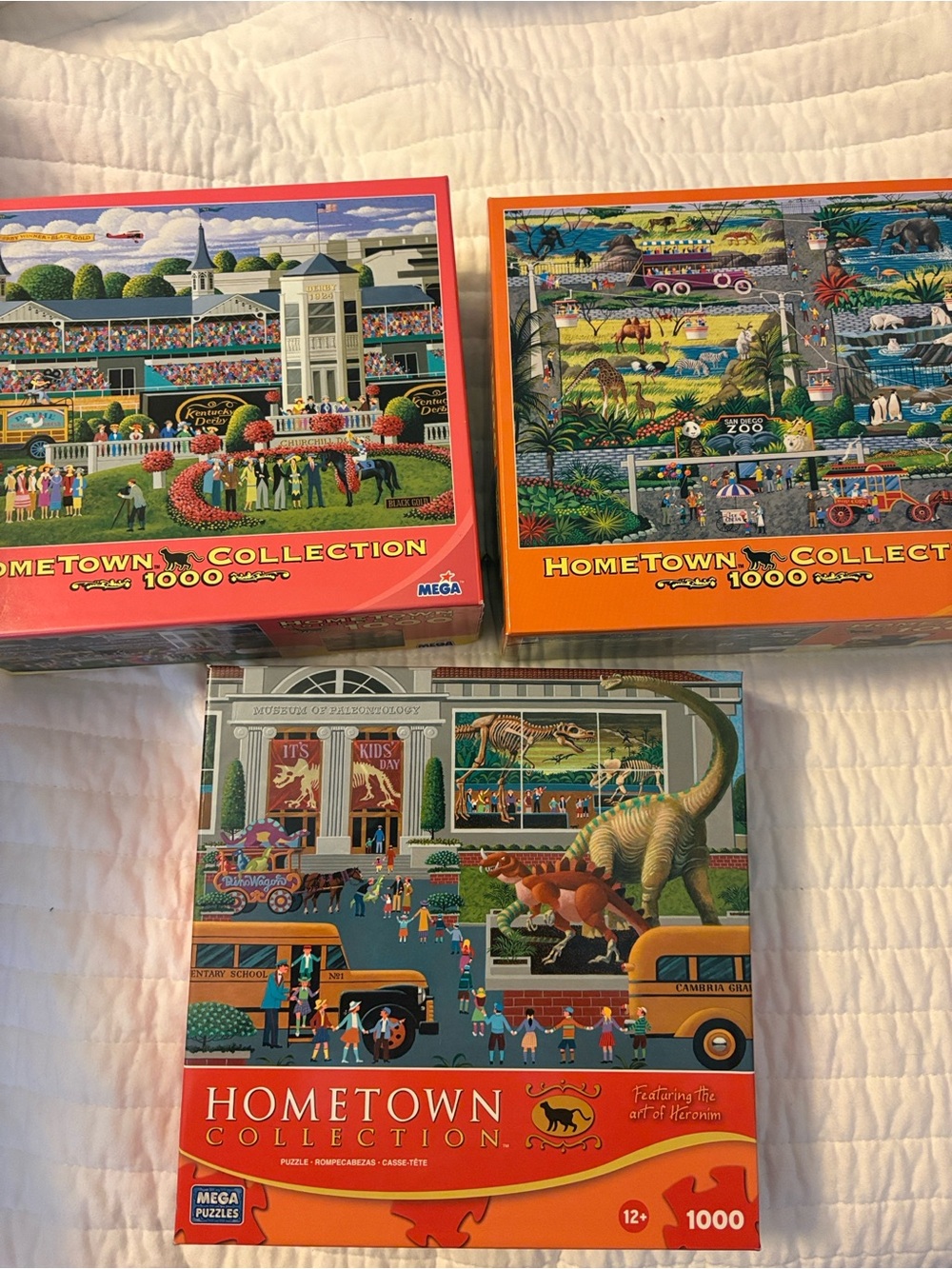 Lot of 3 Hometown Collection Puzzles - 1 sealed